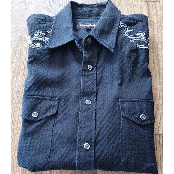 Pearl | Shirts | Mens Liquid West Size Xl Pearl Snap Western Shirt Black  Short Sleeve | Poshmark